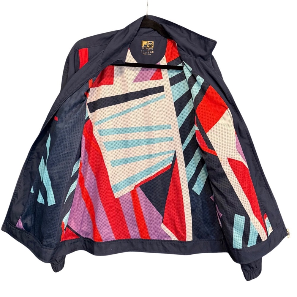 Vintage FILA 100th Anniversary Centenario Windbreaker Jacket Navy Blue Lining M - Picture 5 of 7